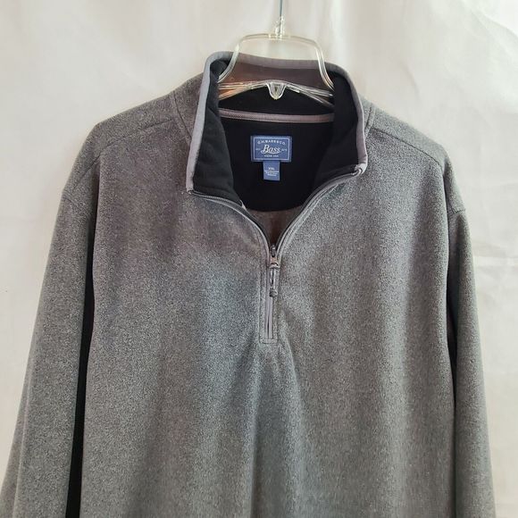 G. H. Bass Men's (XXL) Gray 1/4 Zip Fleece Pullover Sweatshirt - Picture 2 of 8